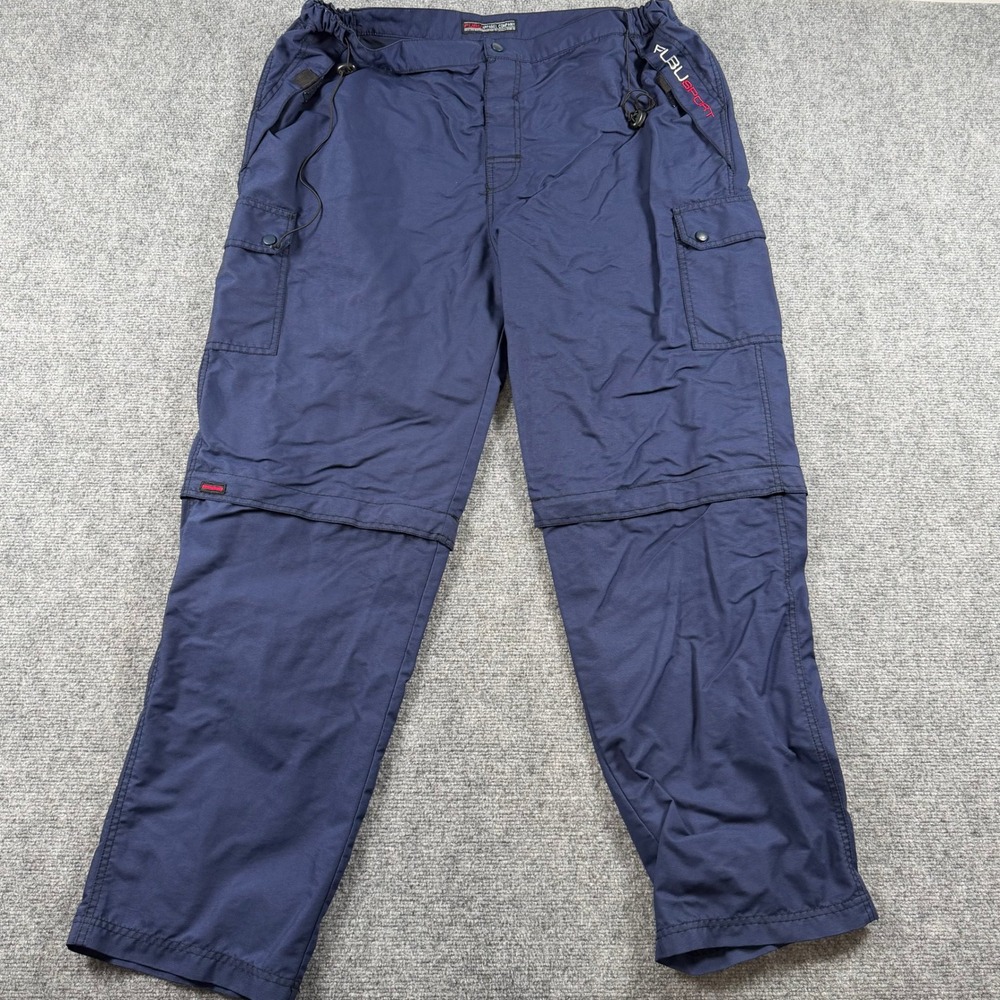 FUBU Cargo Pants Mens XXL Navy Blue Sport Zip Off Convertible Nylon Vintage 90s